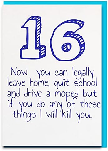 Greeting Cards - Funny 16th Birthday Card - Cheeky Zebra Cards - Unique Greeting Card - Funny 16th Birthday Card for Him