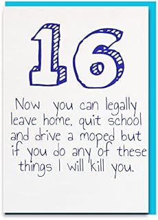 Greeting Cards - Funny 16th Birthday Card - Cheeky Zebra Cards - Unique Greeting Card - Funny 16th Birthday Card for Him
