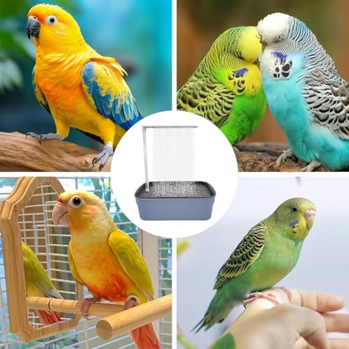 Image of Parrot Bathtub Bird Automatic Bath Shower Bird Bath for Cage with 180 Circulating Faucet Contains USB and Power Plug for Small Medium Birds Cockatiel Lovebird (Bath Machine)