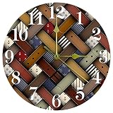 Horloge murale à carreaux diagonale de 25 cm - Horloge décorative précise silencieuse sans tic-tac - Facile à lire - Pour chambre à coucher, salon, cuisine