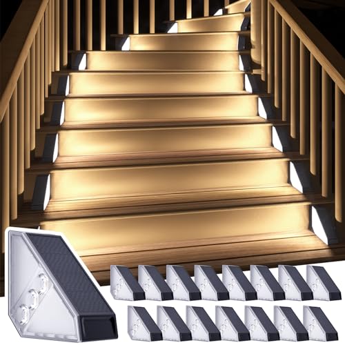 Lampe solaire triangulaire étanche ROSHWEY balisage marche et escalier de jardin extérieur