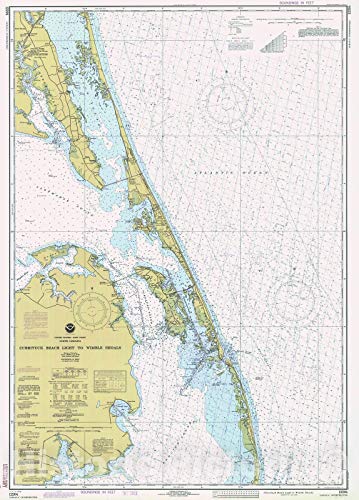 Historic Pictoric Currituck Beach Light to Wimble Shoals 1980 Nautical Chart Print - 32in x 44in