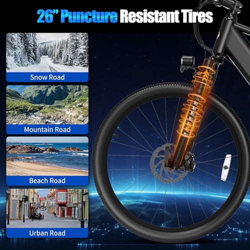 Electric Bike, 1000W Peak Motor, 26โ E Bike for Adults, 40 Miles Range & 22 Mph Ebike, Electric Bicycle for Commute, 7 Speed & Colorful LCD Display