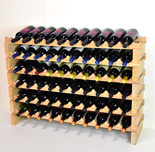 Wine Rack Wood -60 Bottles Modular Hardwood Wine Racks (10 bottles x 6 shelves)