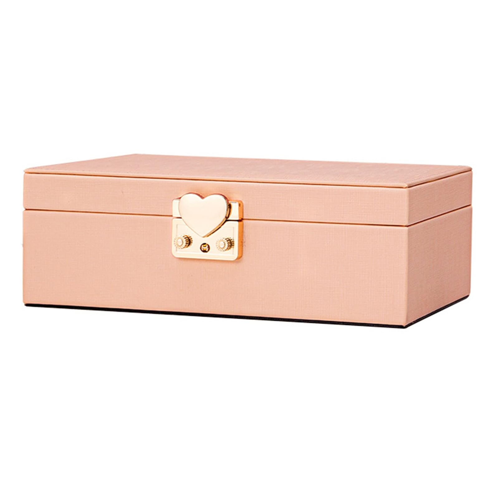SDFSDE Jewelry Organizer Box PU Leather For Women With Lock 2 Layer Storage Case For Necklace Earring Ring Bracelets(Pink)