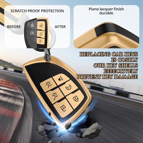 Image of For Chevy /GMC Key Fob Cover Accessories, Matte TPU Material, With a Cute Leather Keychain, for Silverado Sierra Tahoe Suburban Equinox Traverse Yukon Denali Terrain Acadia