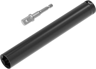 1/2 Inch Drive Socket Accessory Set, 24mm(15/16-Inch) Deep 6-Point Impact Socket 8 Inch Length and 1/4 Inch Hex Shank Adapter, Heat-Treated CR-V Deep Impact Socket Kit