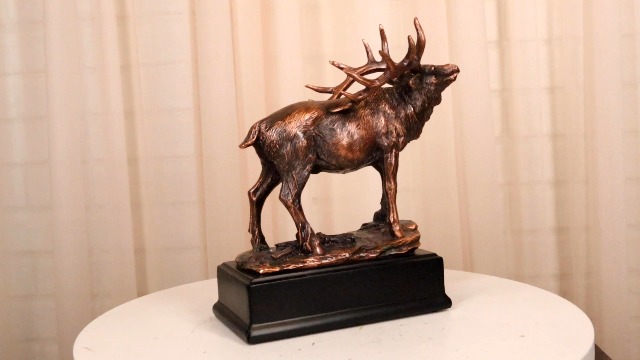 Estatua rústica de ciervo wapití grande en bronce miniatura 7