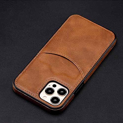 Étui en cuir avec fente pour carte de crédit protection arrière marron iPhone 13 Pro Max