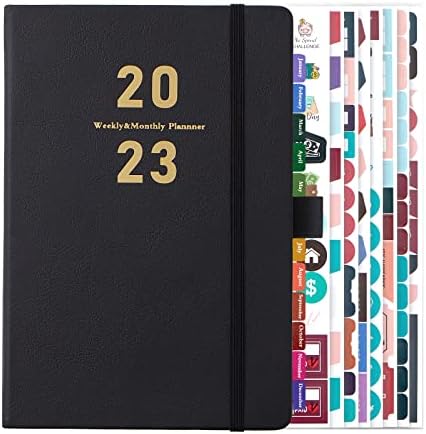 Daily Diary 2023,A5 Week to View Diary from Jan 2023 to Dec, Academic Productivity A5 Daily Planner with Monthly Tabs, Pen Loop and Inner Pocketblack