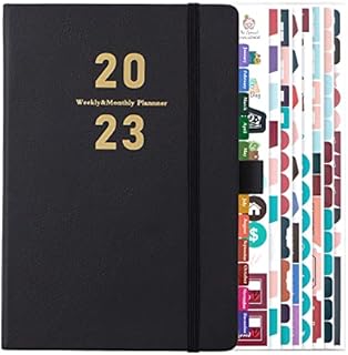 Daily Diary 2023,A5 Week to View Diary from Jan 2023 to Dec, Academic Productivity A5 Daily Planner with Monthly Tabs, Pen Loop and Inner Pocketblack