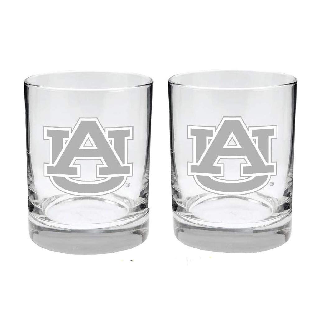 Auburn Tigers 2-Sided Satin Finish Rock Glass Set of 2 14oz