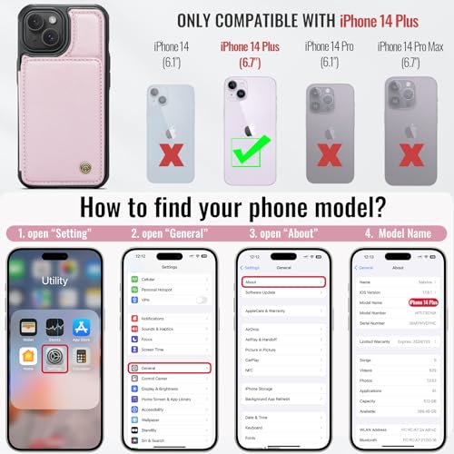 image for Vinich for iPhone 14 Plus Wallet Case with Card Holder, RFID Blocking 