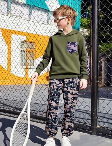 Image of mksodopy Boys Clothes Long Sleeve Hoodie and camouflage cargo pants Boy Outfits for 6-16 Years