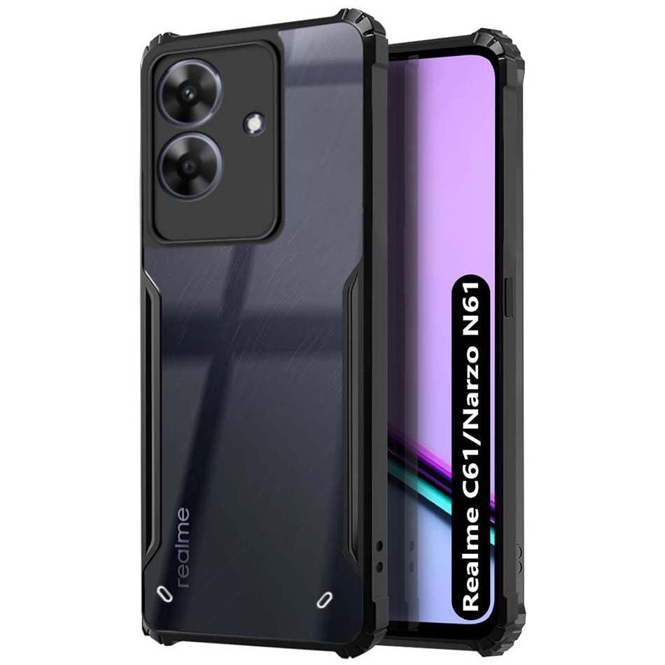Fashionury Shockproof Crystal Clear Back Cover Case for Realme Narzo N61 / Realme C61 | 360 Degree Protection | Protective Design | Transparent Back Cover Realme Narzo N61 / Realme C61 (Black Bumper) (B0DBF5PYBC) Amazon Price History, Amazon Price Tracker