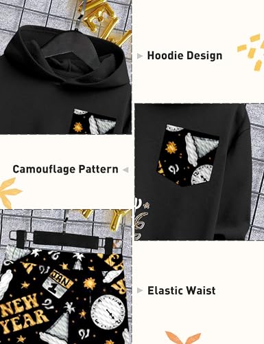 Image of KANGKANG Boys Clothes Two Piece Long Sleeve Hooded Sweatshirt Top Camouflage Sweatpants Fall Outfits Winter Clothes Set 6-16Y