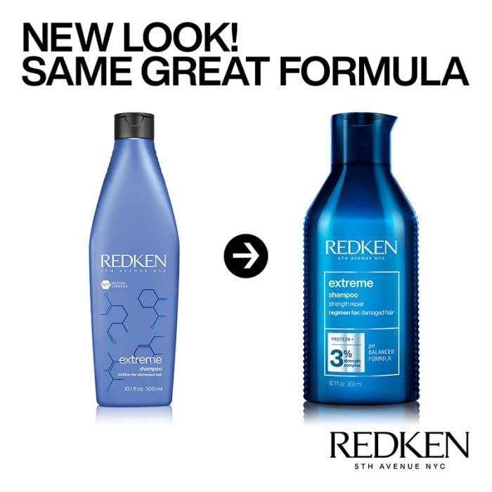 Redken Shampooing Extreme 300 ml, après-shampoing 300 ml et masque de construction 250 ml