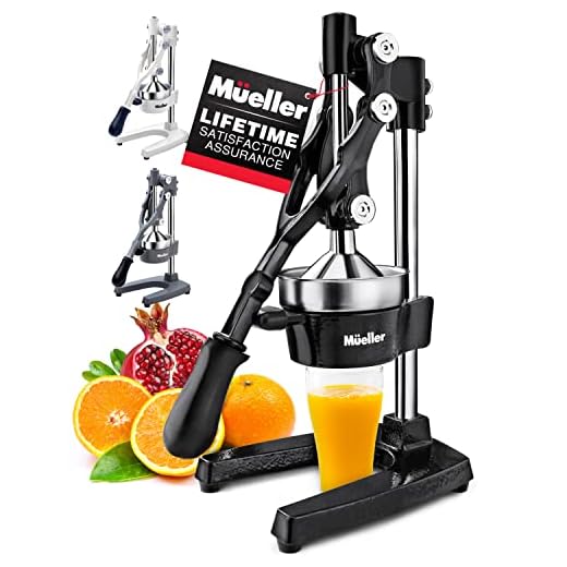 Mueller Citrus Juicer - Professional Manual Juice Press and Orange Juicer - Premium Quality Heavy Duty Grapefruit Juicer and Lemon Squeezer - Metal Orange Juice Squeezer - Light Gray