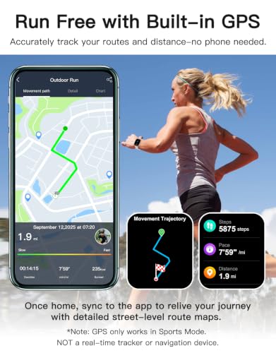 Image of Smart Watches for Women Men with GPS Built-in, Answer /Make Calls, 1.95 inch Smartwatch for iPhone /Android Phones, Fitness Watch with Heart Rate /Sleep Monitor 100+ Sports Modes IP68 Waterproof (Starlight)