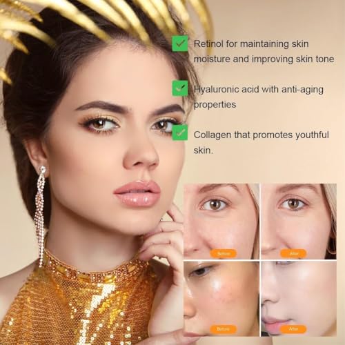 Image of Gold Peel Off Face Mask | Retinol Snake Venom | Gold Mask Deep Pore Cleansing, Blackhead Removal, Oil Control | Hydrating Facial Skincare | Anti Aging Skin Rejuvenation Glow Face Care Mask