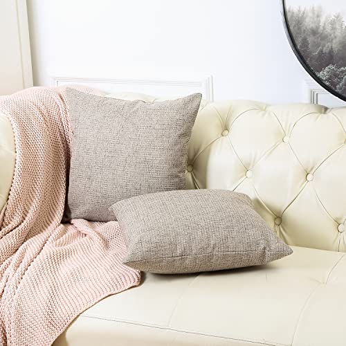 Shanluo Throw Pillow Covers 16X16 - Decorative Pillows For Couch Set Of 2 Rustic Burlap Linen Cushion Cover Large Accent Pillowcase For Bedding, Home Decor, Sofa, Bed Outdoor Farmhouse Fall Khaki #TOP2