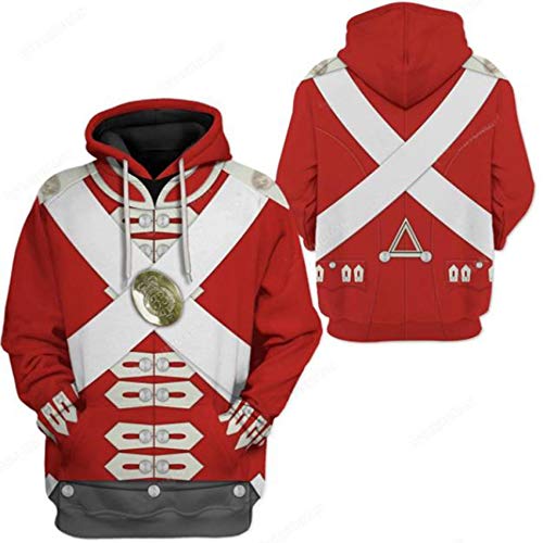 Image of Uyecos Historical Hoodie Revolutionary War Uniform Top | Historical Figure Print, Military Uniform Print, for Historical Reenactment, Halloween Cosplay