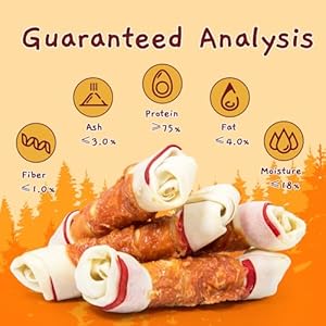 Jungle Calling Chicken Wrap Knotted Bones Dog Chews, Long Lasting Beefhide Treats Real Rawhide Bones for Large Dogs Training Treats