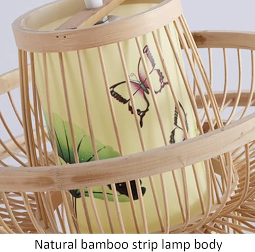 Cage abat-jour beige pour escalier suspension rotin E27 - 6