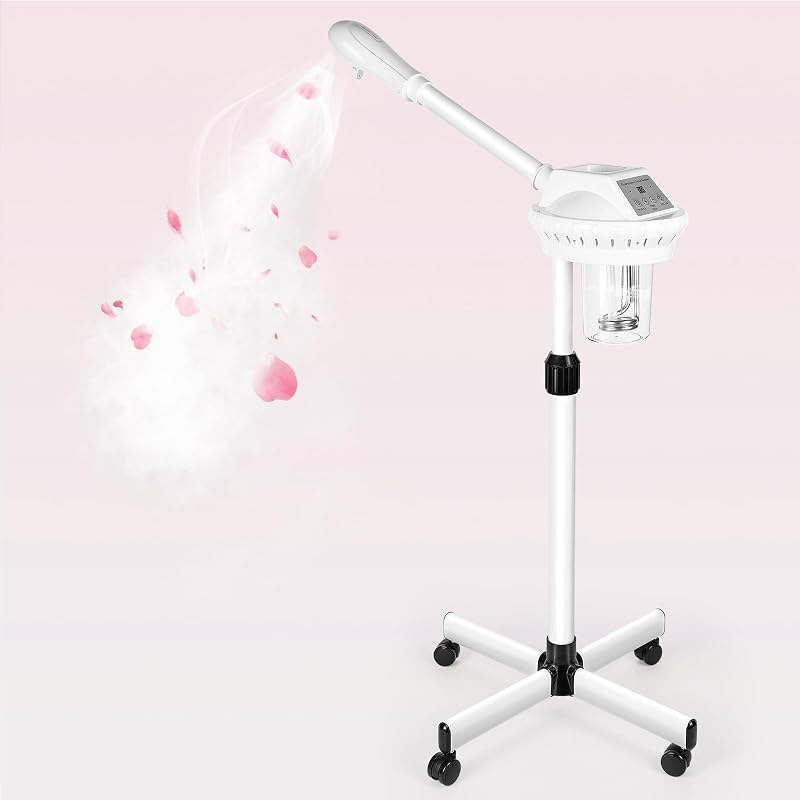 Vaporizador facial Retain Time steamer-03 com altura ajustável e base com rodas