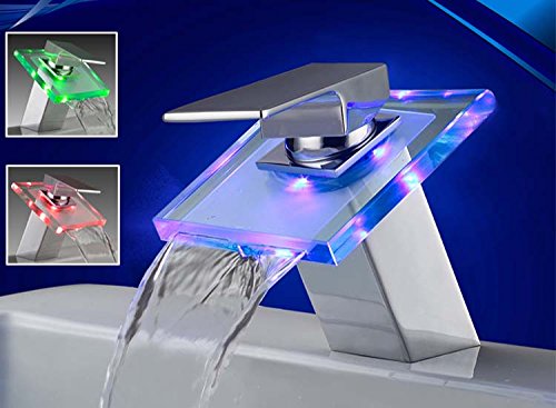 Eaxus LED RGB bateria szklana umywalka łazienkowa chrom kran umywalka jednouchwytowa bateria umywalkowa bateria łazienkowa bateria umywalkowa bateria łazienkowa bateria umywalkowa