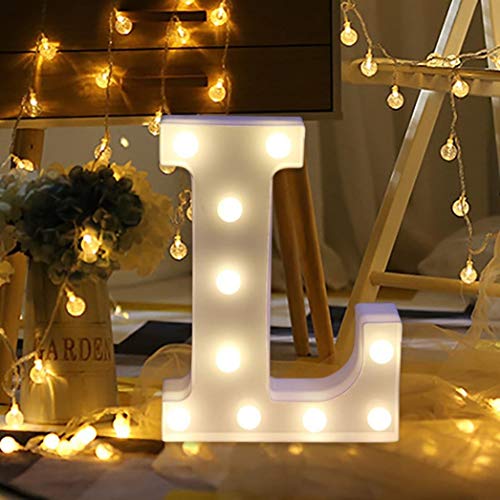 SMYTShop Light Up Letters, Warm White LED Letter Light Up Alphabet Letter Lights for Festival Decorative Letter Party Wedding (L)