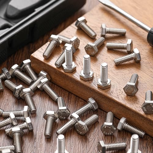 Image of Zonon 50 Pcs 1 /4-20 x 3 /4 inch Hex Head Screw Bolt 18-8 (304) Stainless Steel Hexagon Bolts, Fully Threaded, Plain Finish, External Hex Drive (Silver)