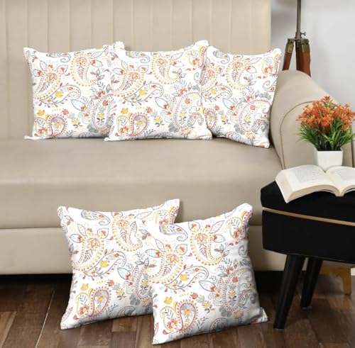 Amazon Brand - Umi Velvet Printed Cushion Cover 16x16 Inch - Set of 5 Large Square Throw Pillow Covers for Sofa Living Room or Home Decor