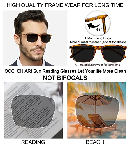 Image of OCCI CHIARI Reading Sunglasses for Men Wide Sun Glasses Readers 2.75 Outdoor UV400(1.0 1.25 1.5 1.75 2.0 2.25 2.5 2.75 3.0 3.5)