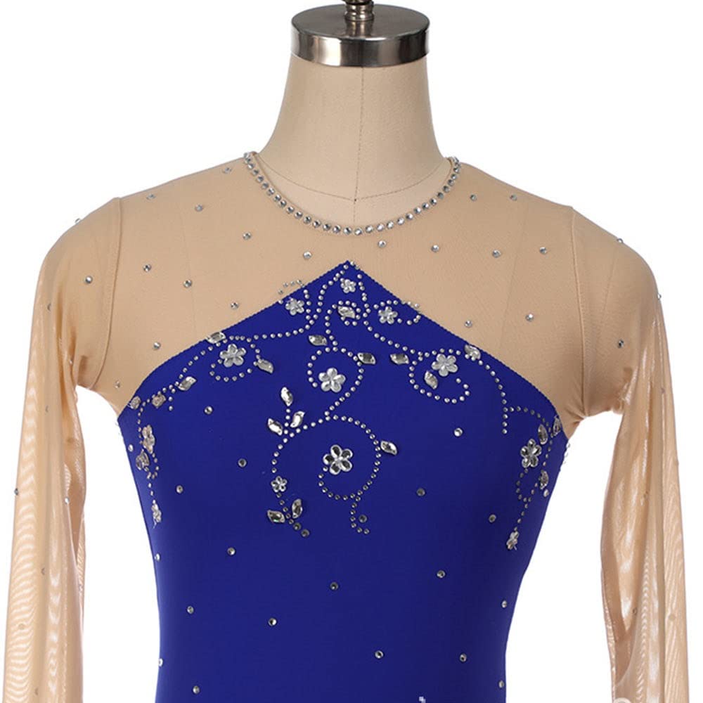 Wygwlg Abito Da Pattinaggio Artistico Fatto A Mano Per Donna, Body Da Ginnastica A Maniche Lunghe Costume Da Pattinaggio Artistico Da Competizione