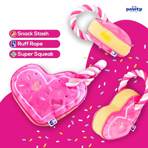 PAWTY Love Heart Dog Toy - Juguete de Peluche para Perros Pequeños y Medianos miniatura 3