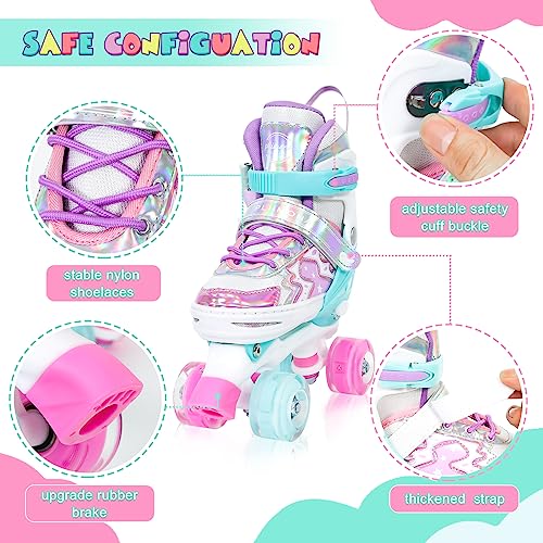 Pliimona Girls Roller Skates, 4 Size Adjustable All 8 Light Up Wheels Roller Skate For Boys, Beginner Kids Roller Skates Indoor Outdoor #TOP2