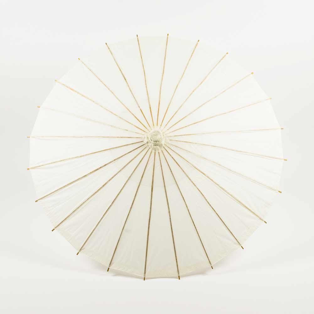 Luna Bazaar 28-Inch Beige/Ivory Paper Parasol Umbrella - Chinese/Japanese Paper Umbrella - for Weddings and Personal Sun Protection