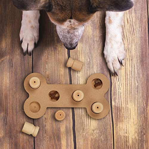 Relaxdays interaktives Intelligenzspielzeug für Hunde, Knochen-Design, Futterspielzeug, Leckerli, Schnüffelspiel, natur