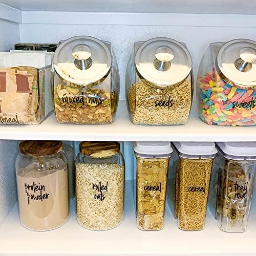 Haohai 168Pcs Kitchen Pantry Labels Cursive,Pantry Labels Preprinted, Preprinted Black Script Food Label Stickers, Stickers for Food Containers (168)