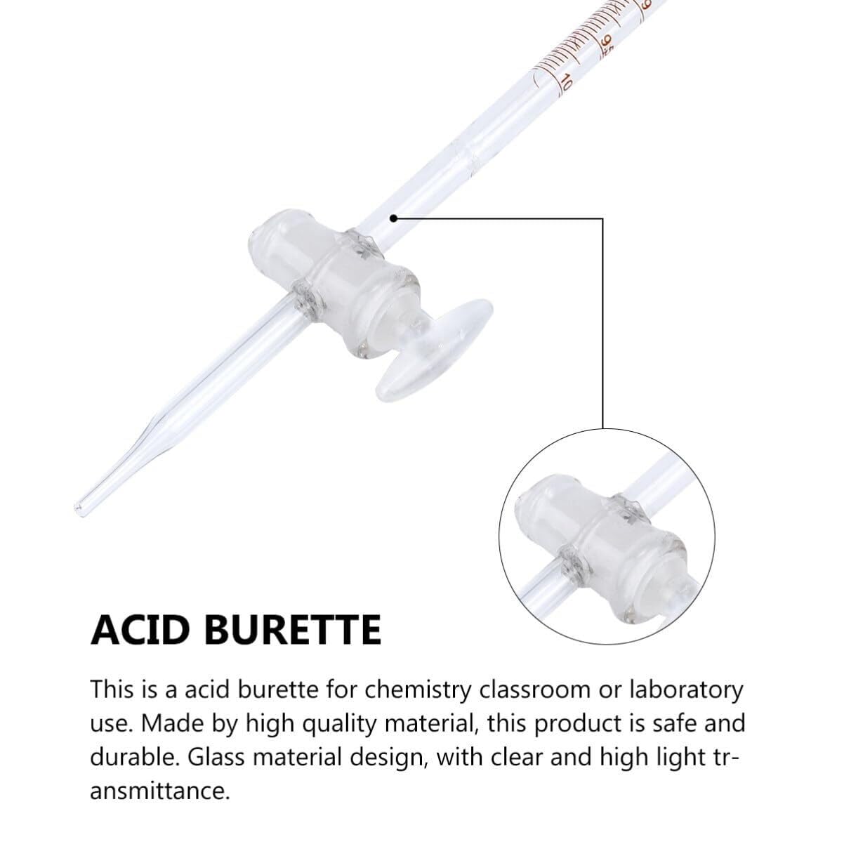 Burette en verre borosilicaté 50ml avec robinet en verre pour laboratoire