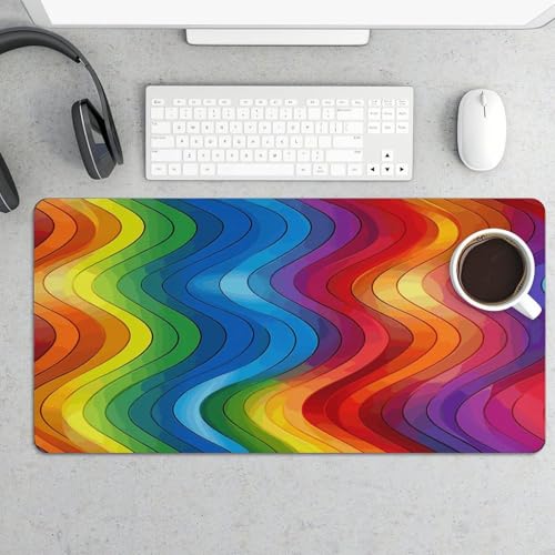 Desk Pad Protector 24x12 Inch Extended Rainbow Mouse Mat