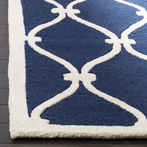SAFAVIEH Cambridge Collection Area Rug - 9' x 12', Navy & Ivory, Handmade Moroccan Wool, Ideal for High Traffic Areas in Living Room, Bedroom (CAM710M)