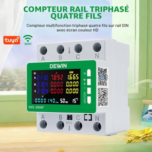 Compteur Electrique Triphasé WiFi Tuya Smart 80A AC 85-290V - 3