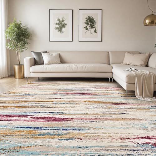 tchdio 8x10 Area Rug - Colorful Abstract & Non-Slip