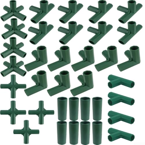 36 conectores modulares para marcos de invernadero compatibles con tubos de 16 mm en ángulo recto, cruces, accesorios planos de cinco vías para uso en jardín