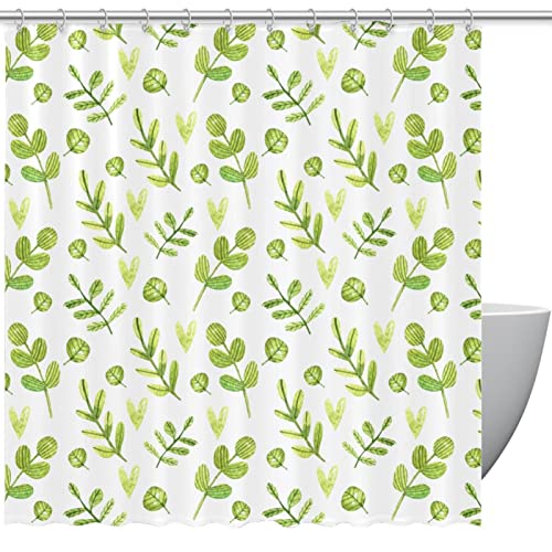 Rideau de douche imperméable coloré feuilles vertes déco salle de bain