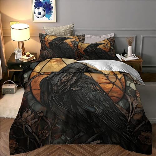 Housse de couette corbeau hypoallergénique microfibre douce zip