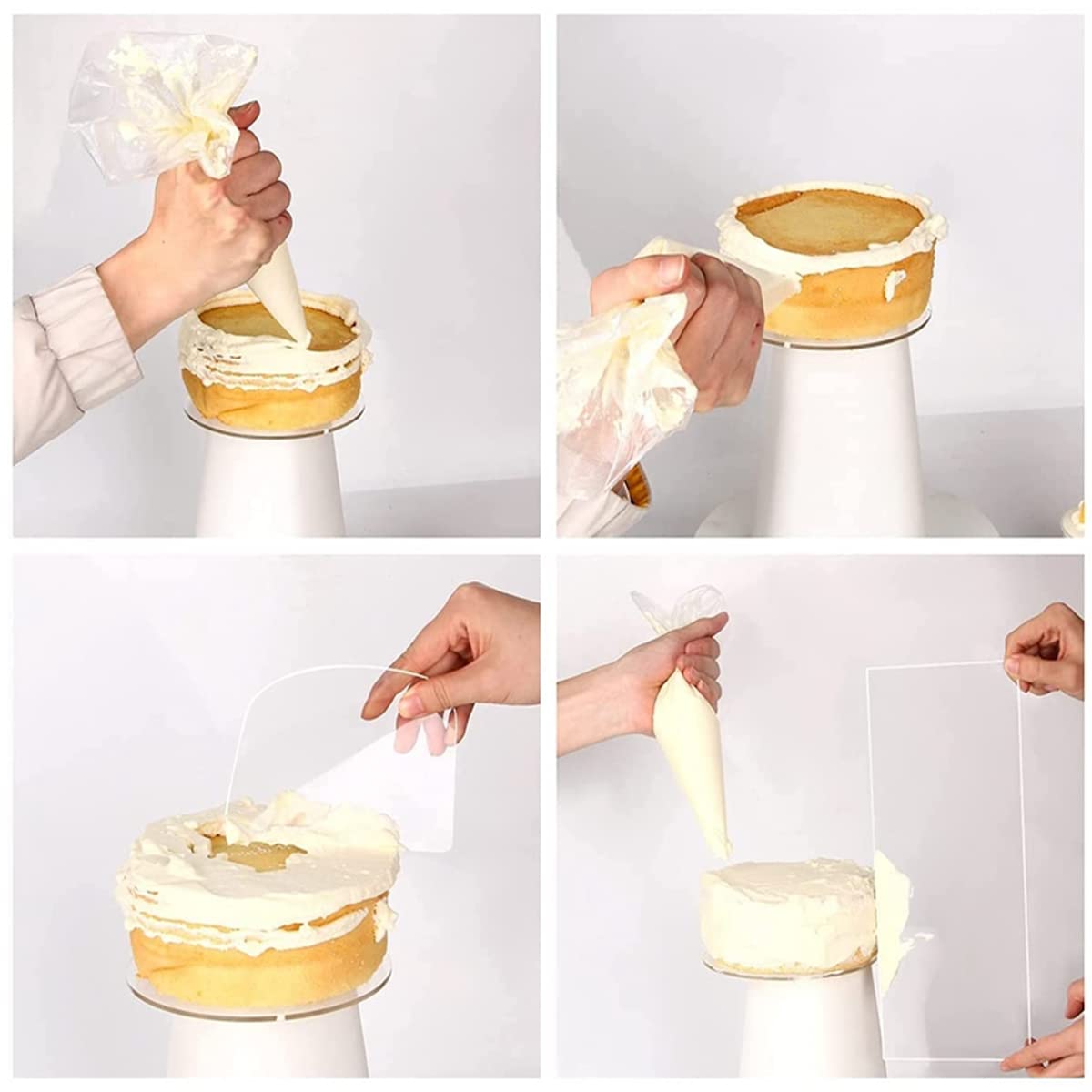 6 piezas de acrílico transparente para decoración de pasteles, peine para decoración de pasteles, cortador de pastelería