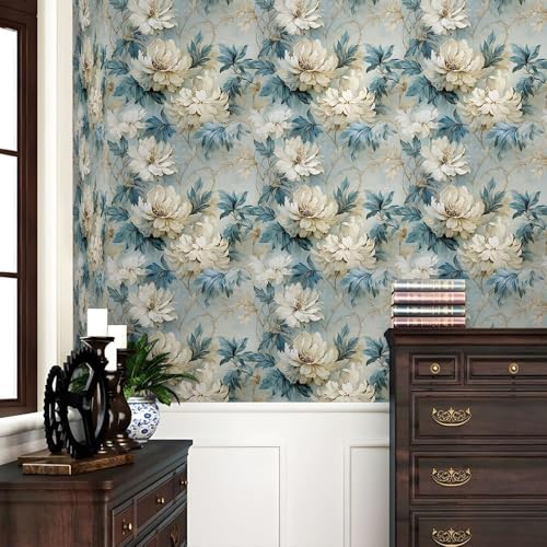 Image of Self Adhesive Decorative Peel Stick Waterproof Wallpaper Wall Decor Removable Wall Paper for Living Room Hall Decoration PVC Vinyl DIY Contact Paper 45x304cm (Peony Flowers)